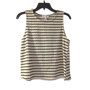 Gilli Women's Sleeveless Blouse Top Black and White Striped Size Large L EUC